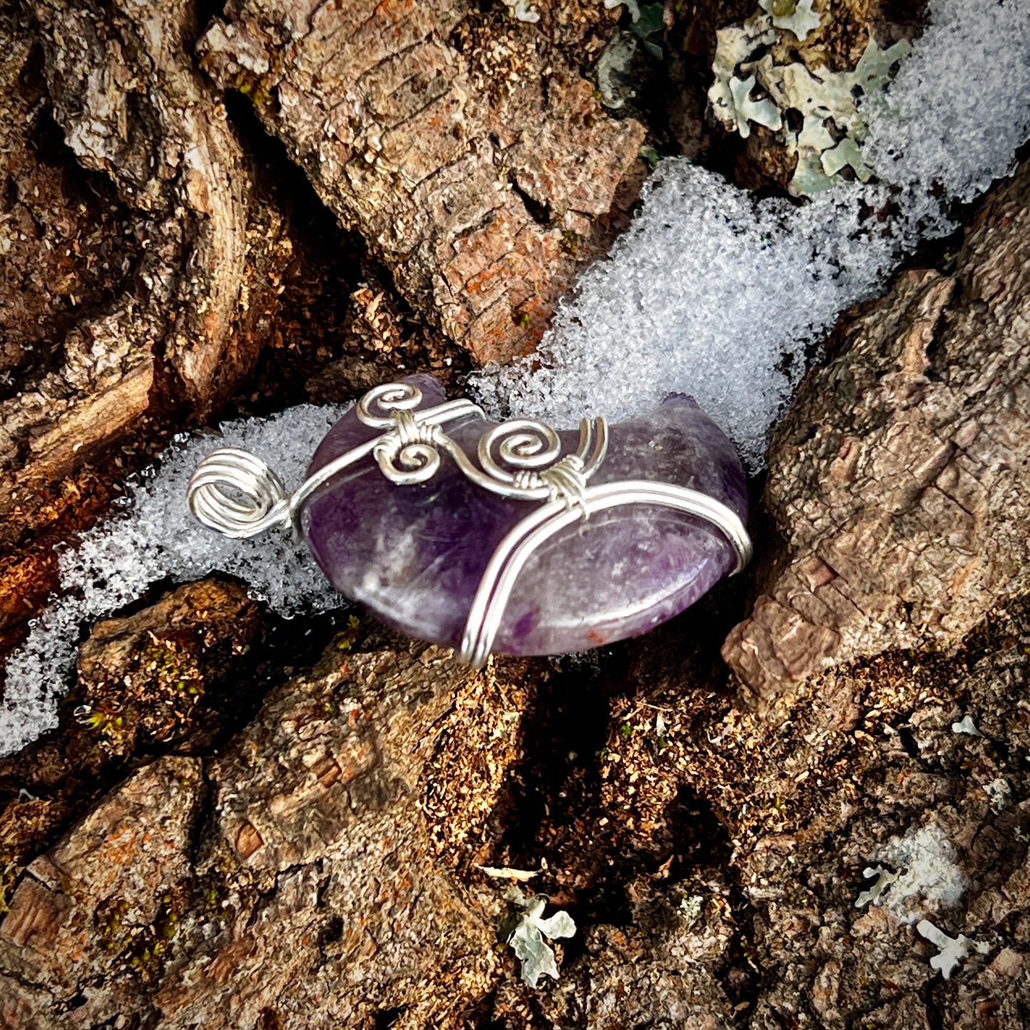 Ametist Handgjort Hänge - Halsband av Läder eller Bomull