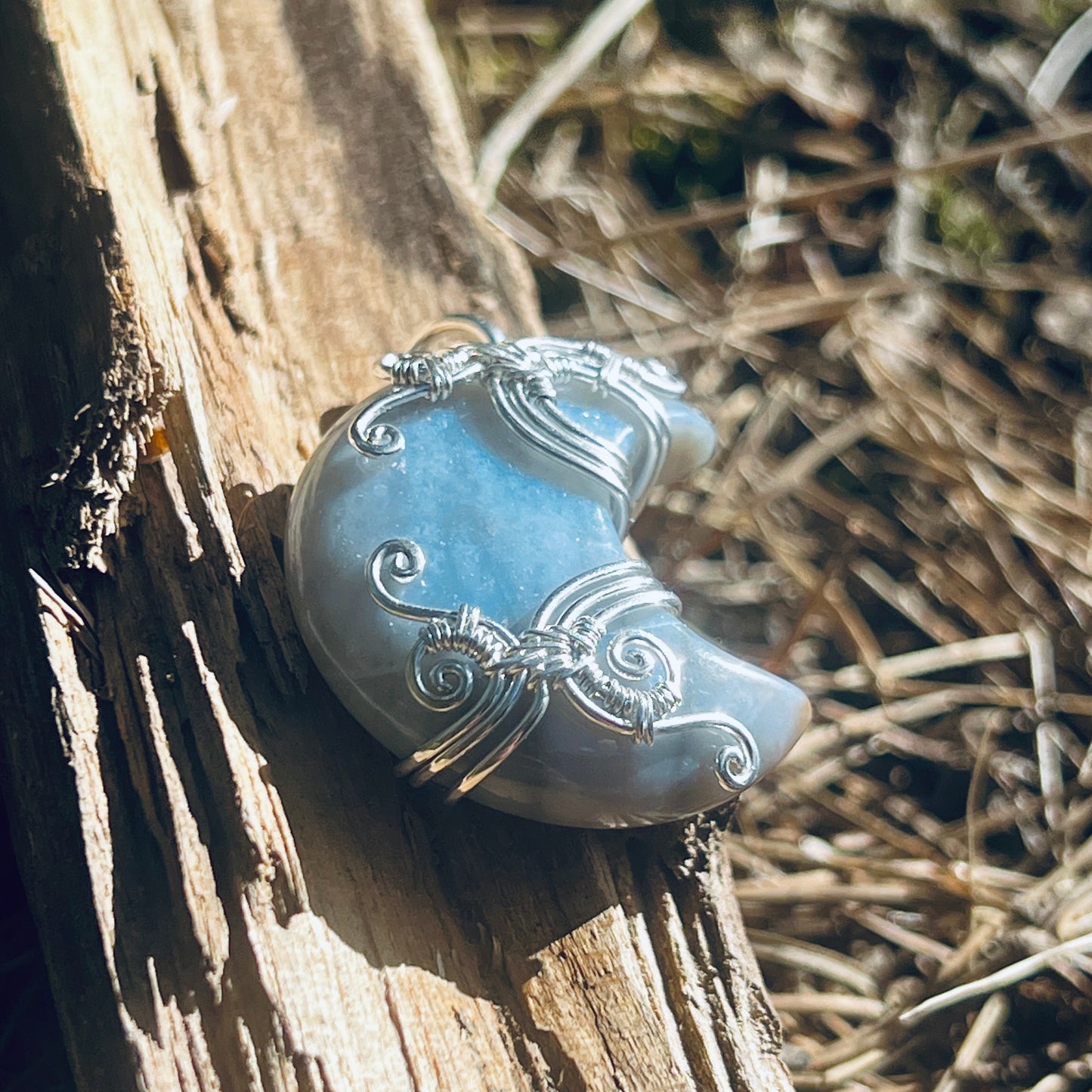 Handgjort Havsjaspis Hänge Äkta Silver