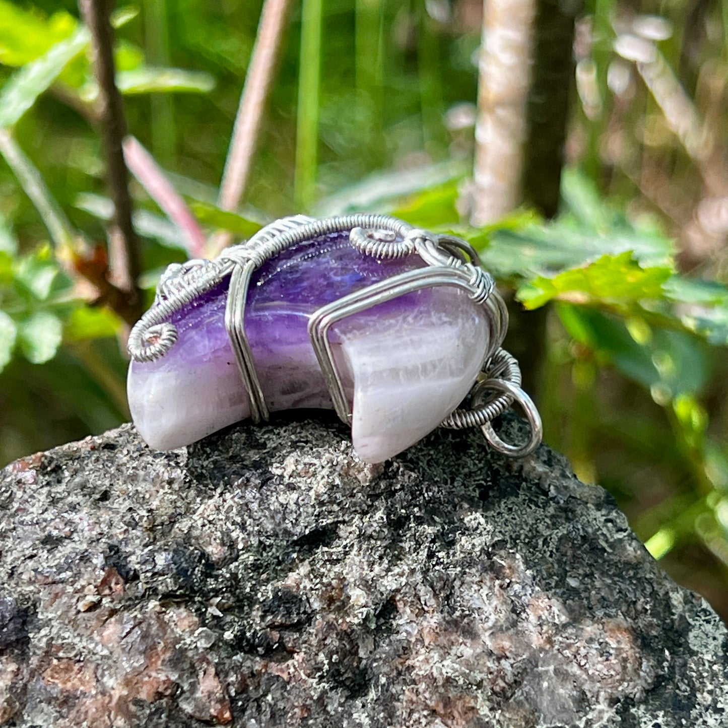 Amethyst Handmade Pendant - Leather or Cotton Necklace