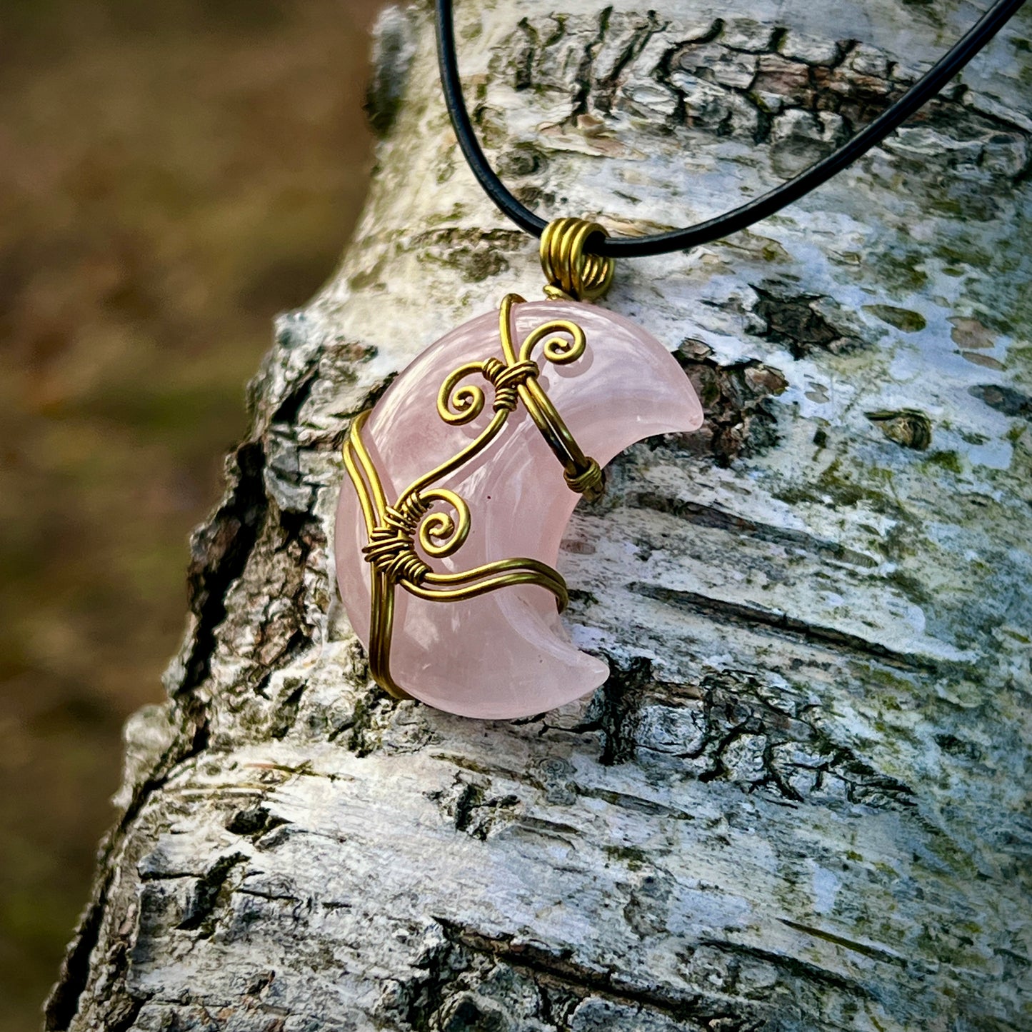 Rose Quartz Handmade Pendant - Leather or Cotton Necklace