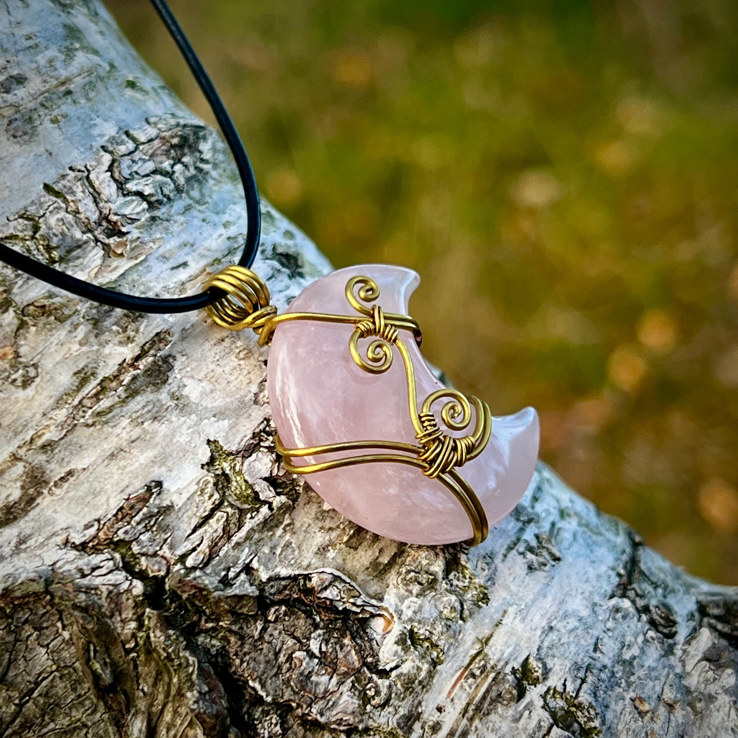 Rose Quartz Handmade Pendant - Leather or Cotton Necklace