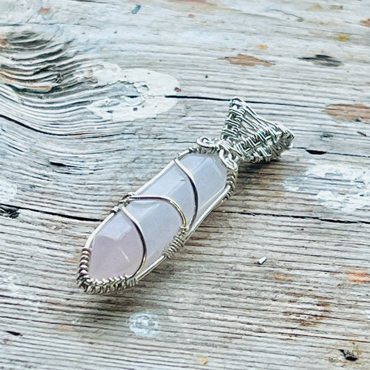 Rosenkvarts Handgjort Hänge i Silver