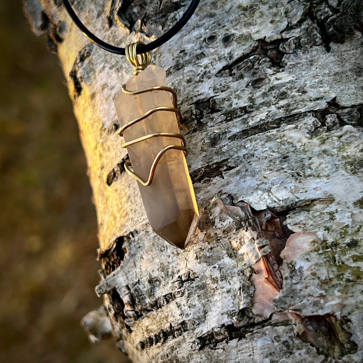 Smoky quartz, Handmade pendant, double point