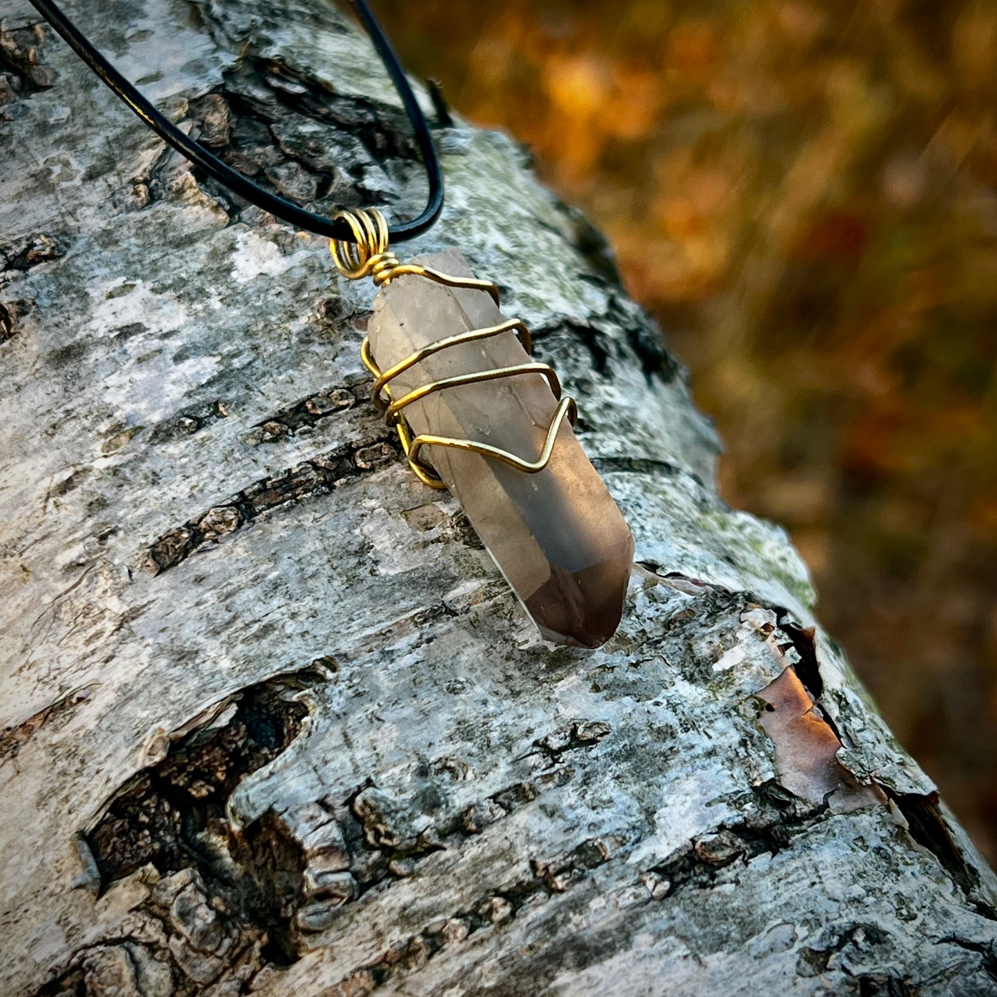 Smoky quartz, Handmade pendant, double point