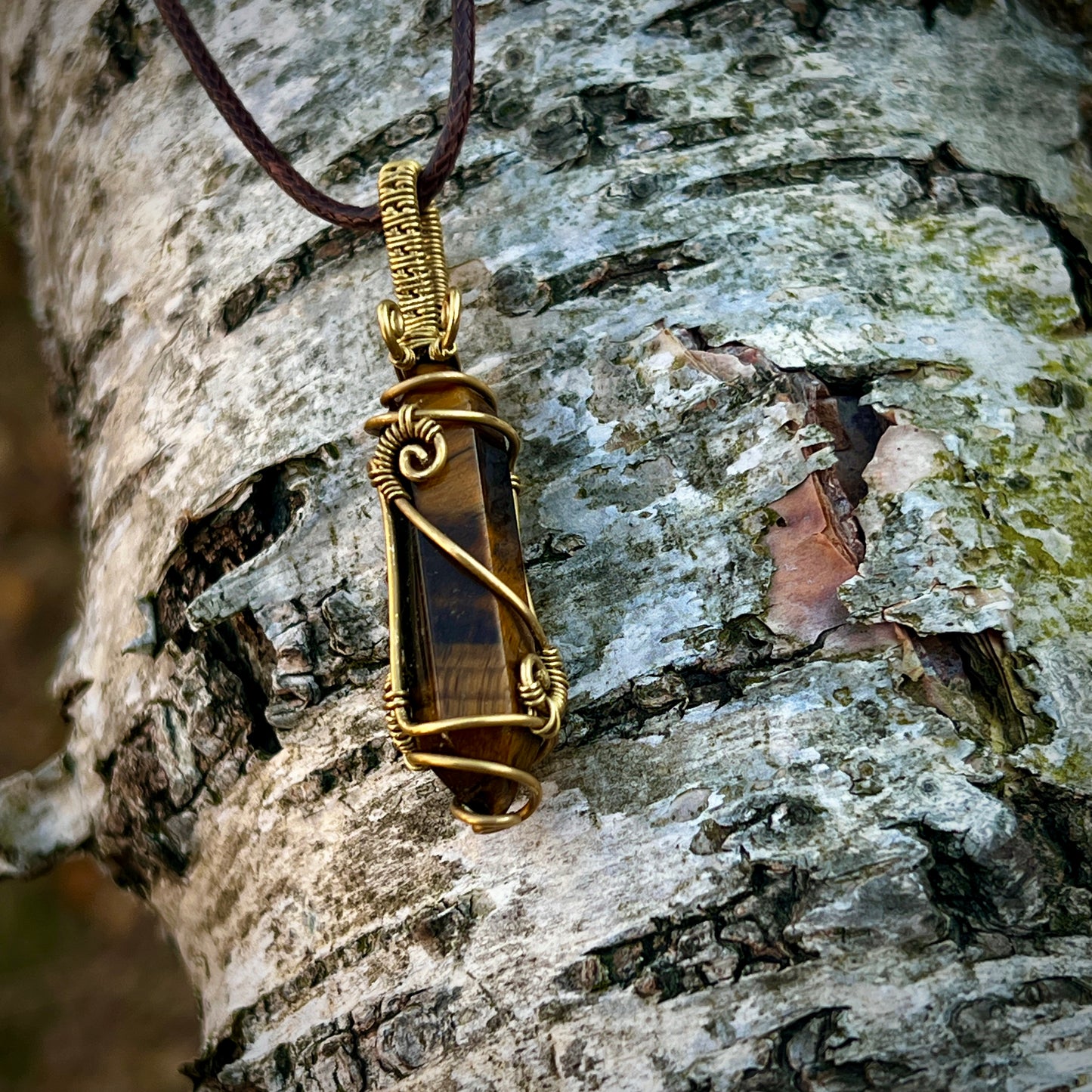 Tiger's eye, Handmade pendant, double point