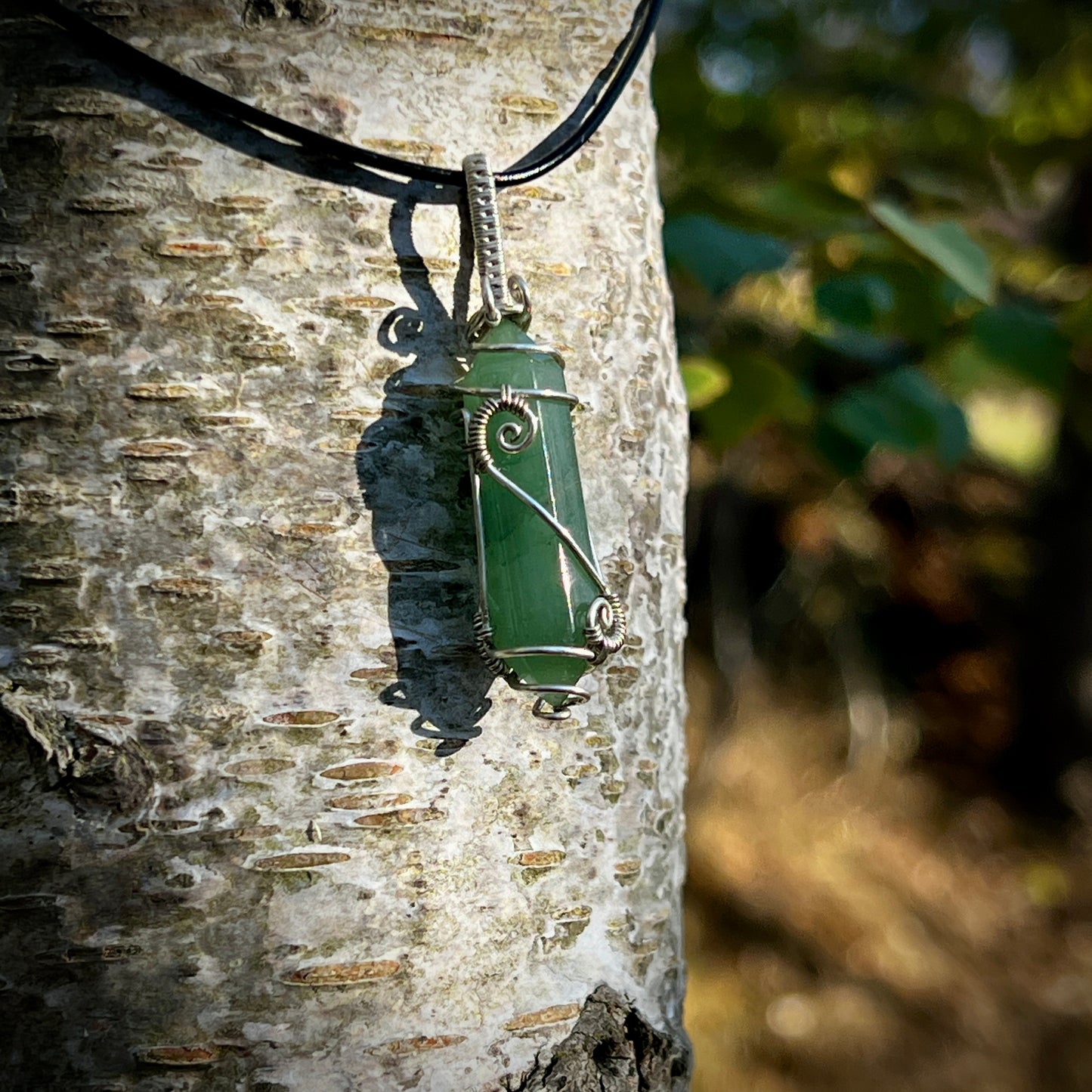 Green aventurine, Handmade pendant, double point