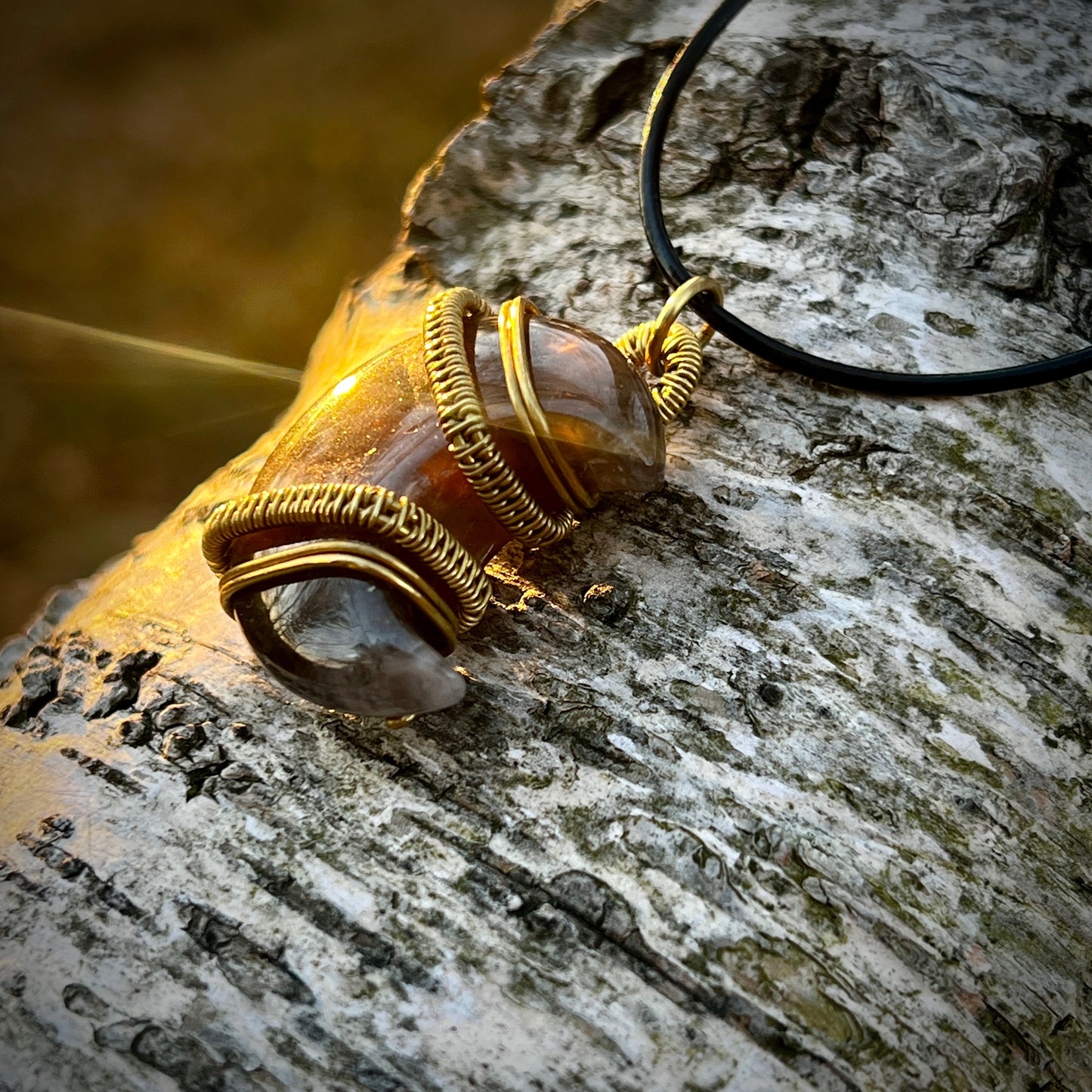 Smoky Quartz Handmade Pendant - Leather or Cotton Necklace