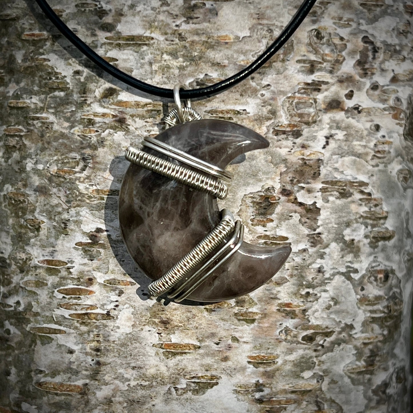 Smoky Quartz Handmade Pendant - Leather or Cotton Necklace