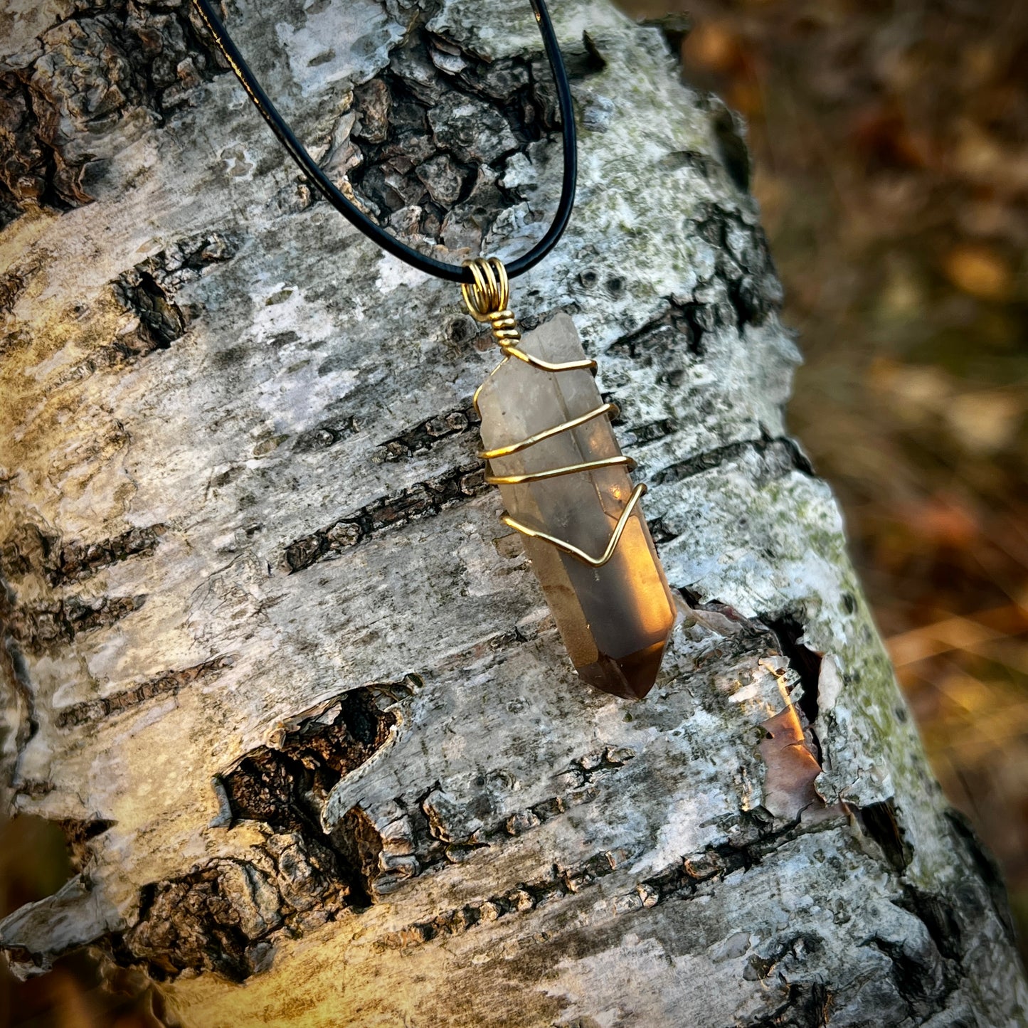 Smoky quartz, Handmade pendant, double point