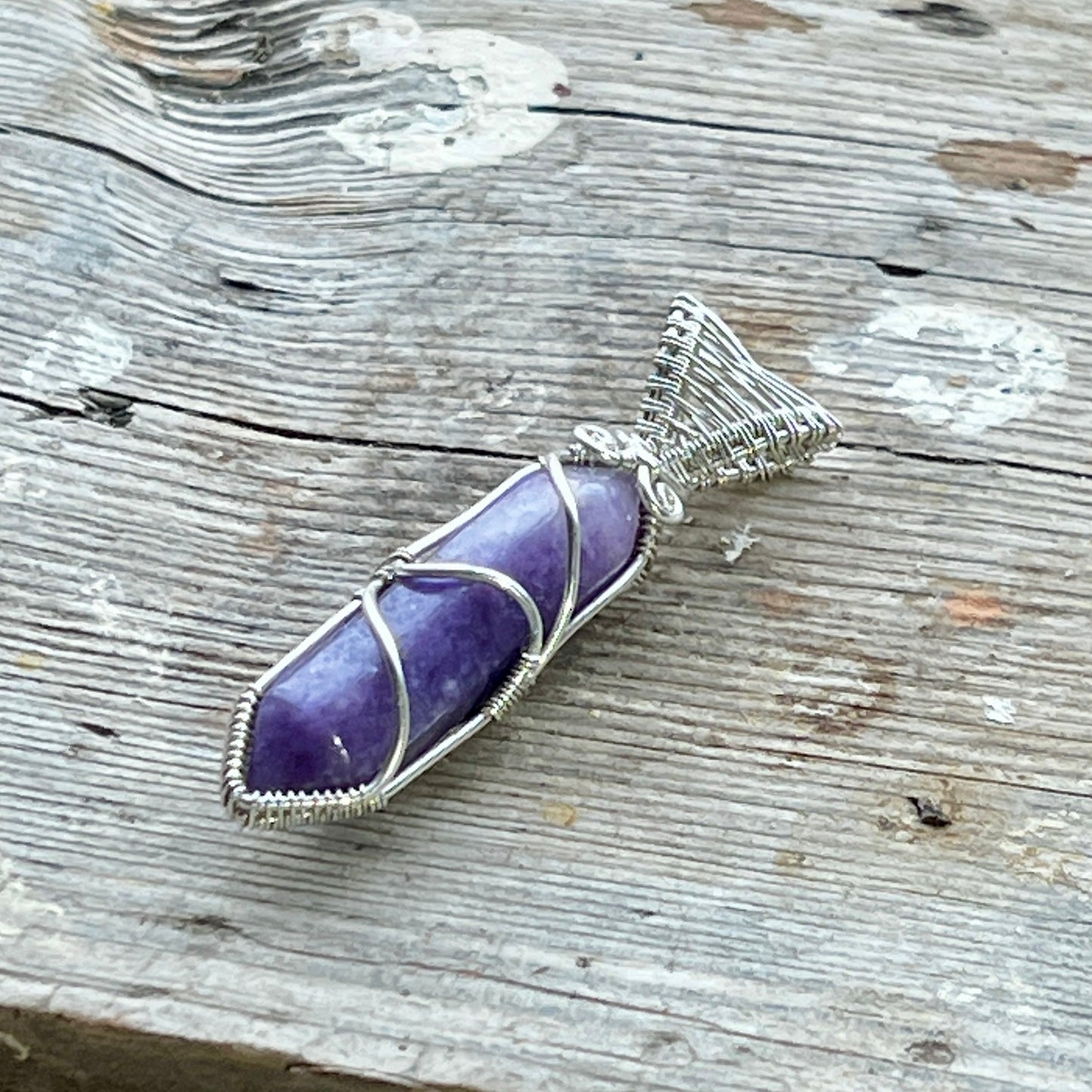 Lepidolit Handgjort Hänge i Silver