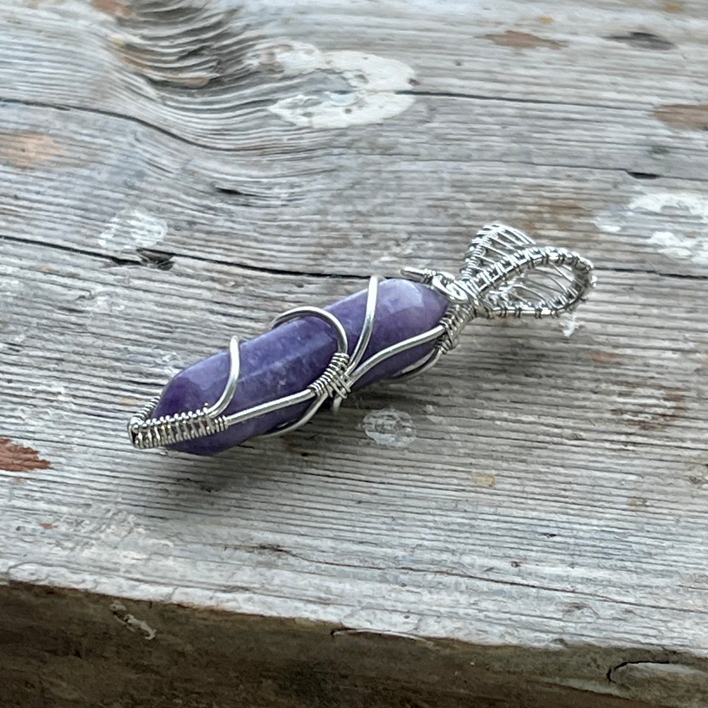 Lepidolit Handgjort Hänge i Silver