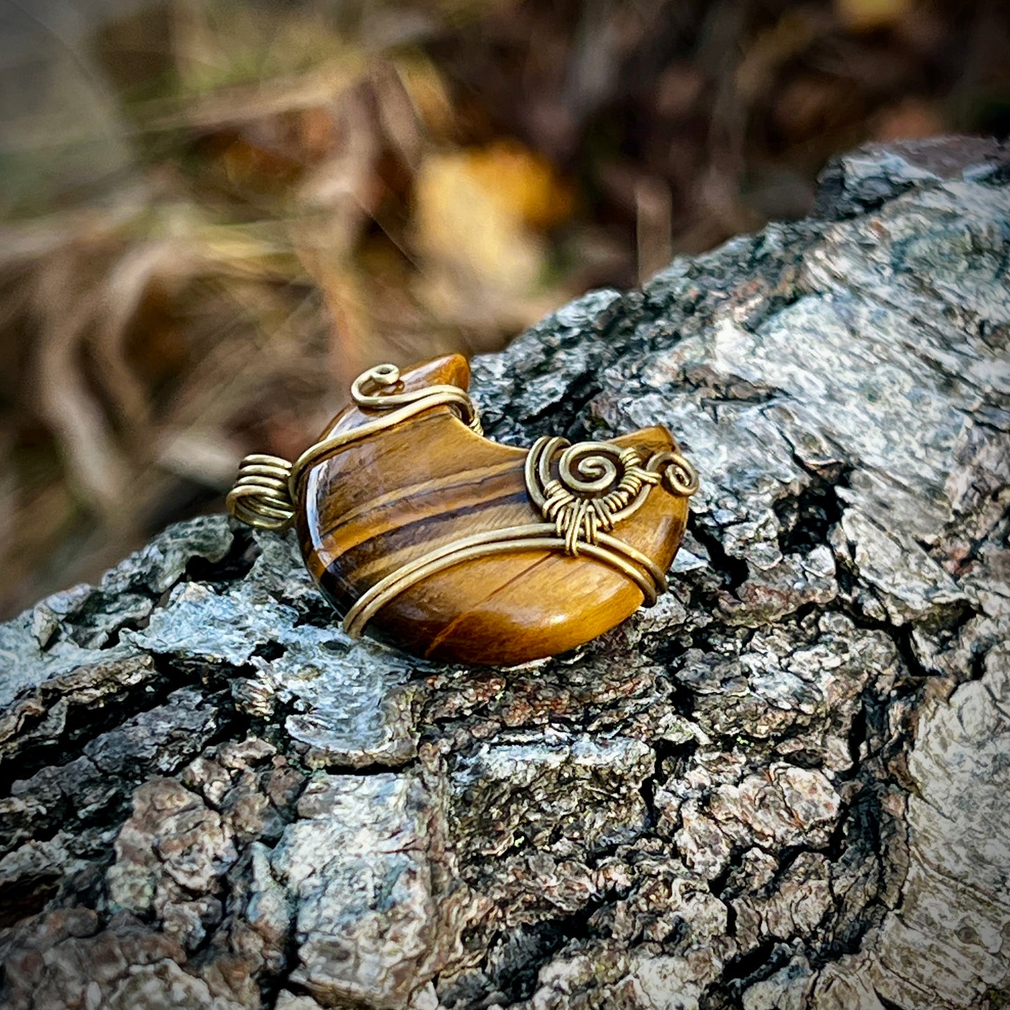 Tiger Eye Handmade Pendant - Leather or Cotton Necklace